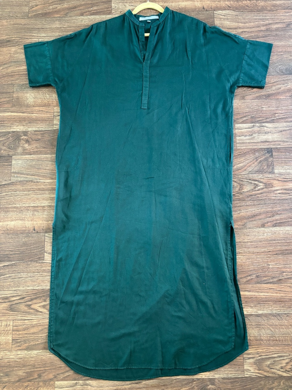 ocean+main Los Angeles Green Cotton Caftan Dress Size 1 / XL Maxi Resort Wear
